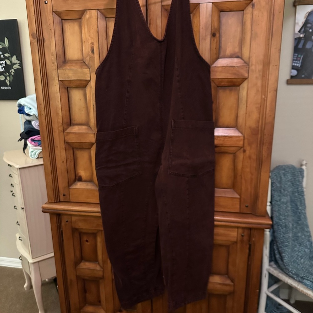 Free People maroon denim Jumpsuit
